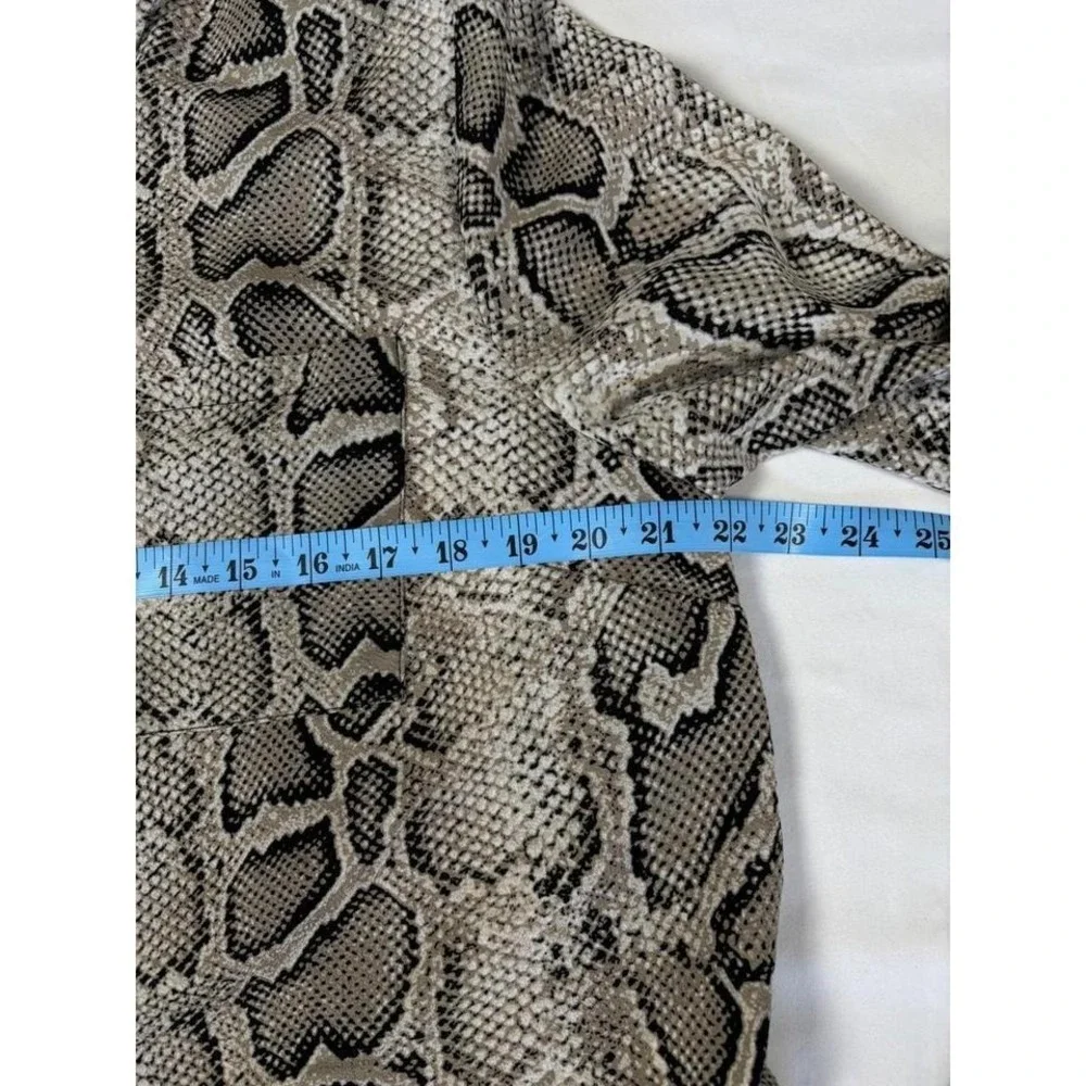 MICHAEL‎ KORS Snake Print Zip Front Collared Shirt Top Blouse SZ L